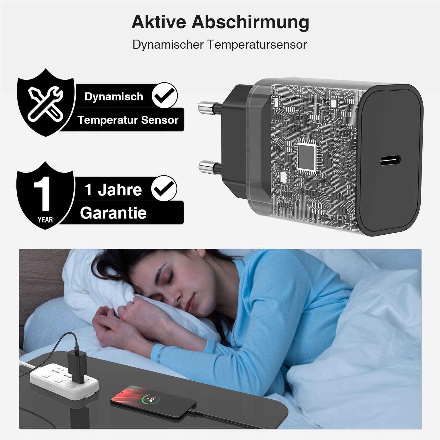 Szybka ładowarka USB C do Samsng 45 W Czarna — miniatura 5