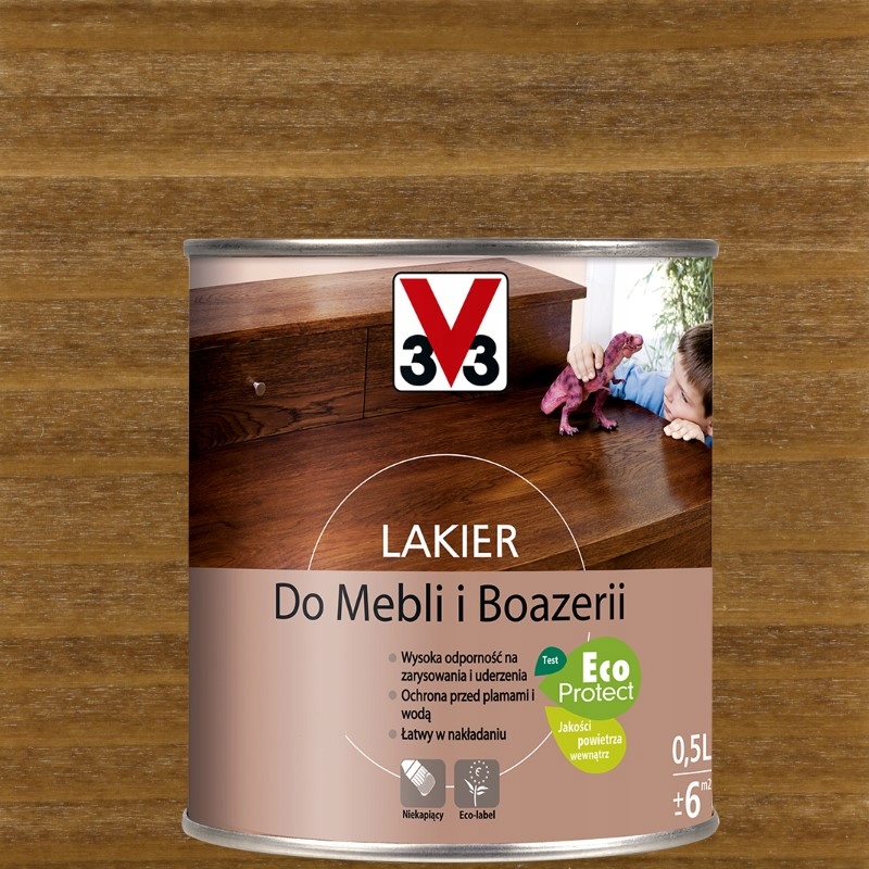 V33 LAKIER DO MEBLI 0,5l DĄB RUSTYKALNY SATYNA