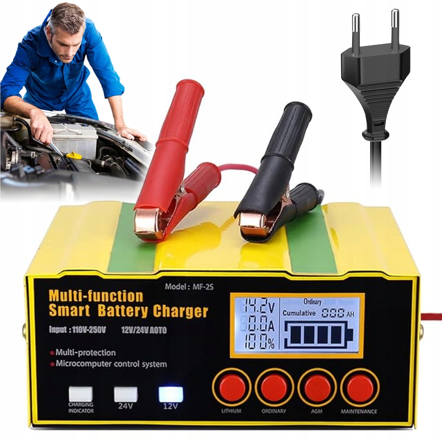 Dílenské Usměrňovače, Nabíječka 12V/24V S LCD Obrazovkou, Bezpečnost Agm