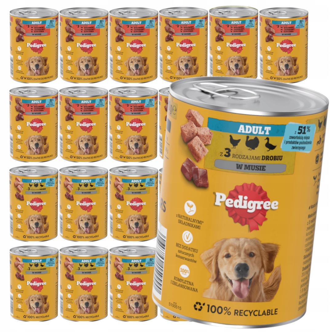 Pedigree Adult 24x400g Mokra Karma Dla Psów Mix 2 Smaków w Musie