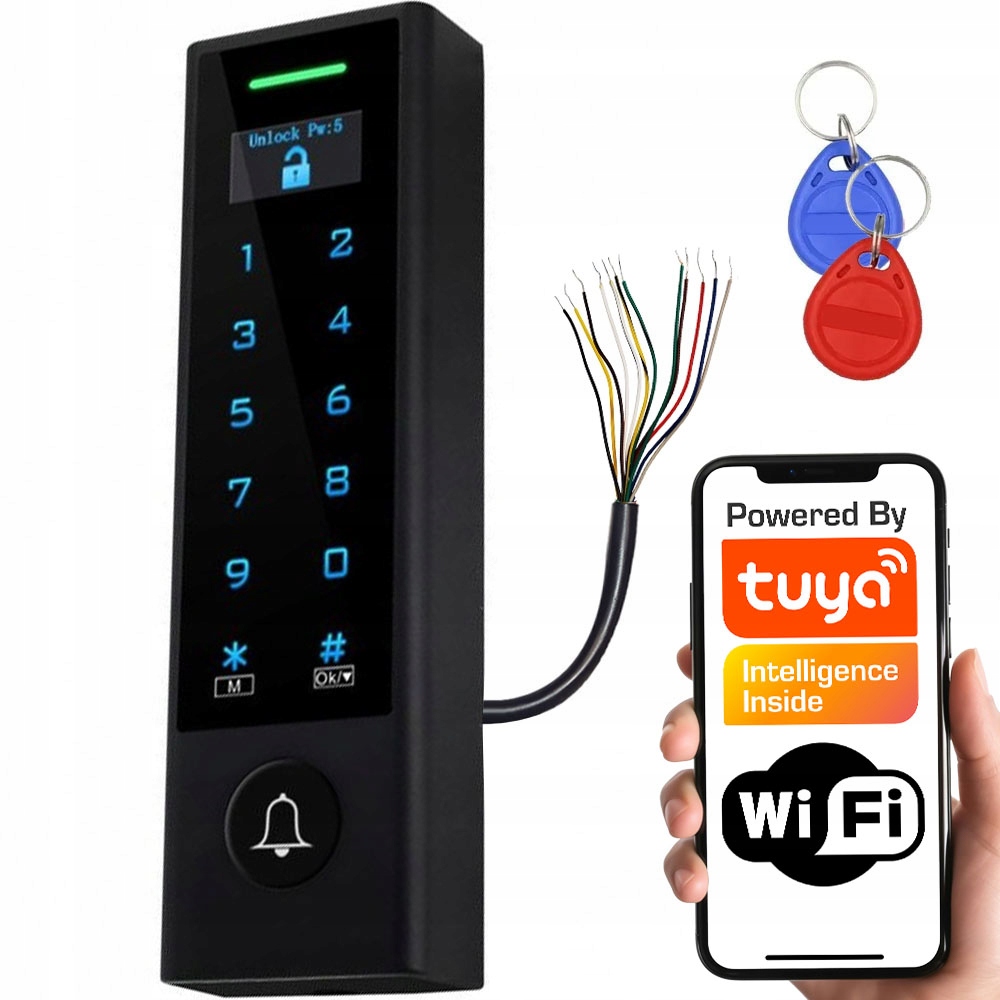 Dzwonek Zamek Szyfrator Oled Klawiatura do Elektrozaczepu IP66 Pin Rfid WiF