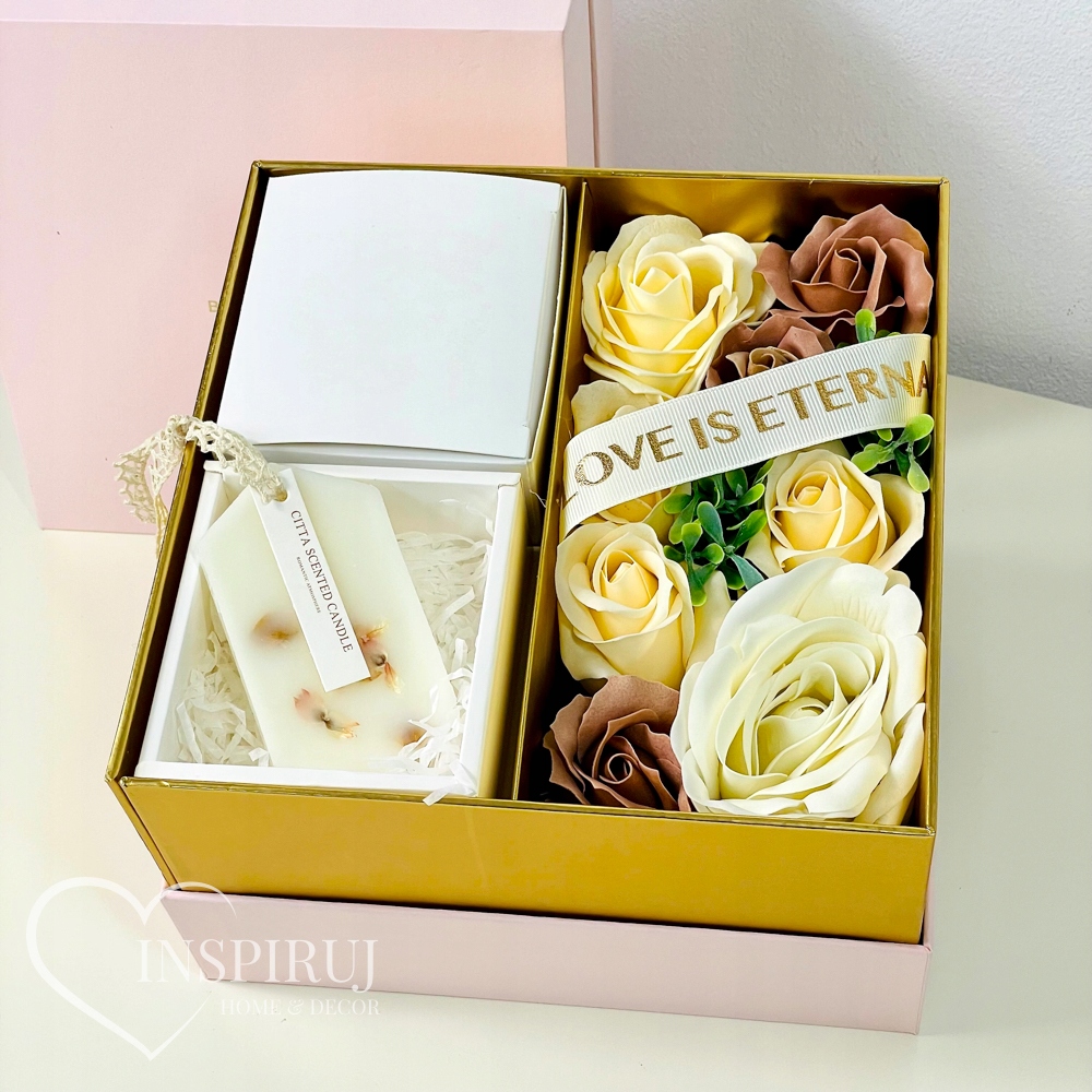 FLOWERBOX Z KWIATAMI MYDLANYMI ZAPACHOWY WOSK SOJOWY PREZENT KWIATY MYDLANE Kod producenta HD00530