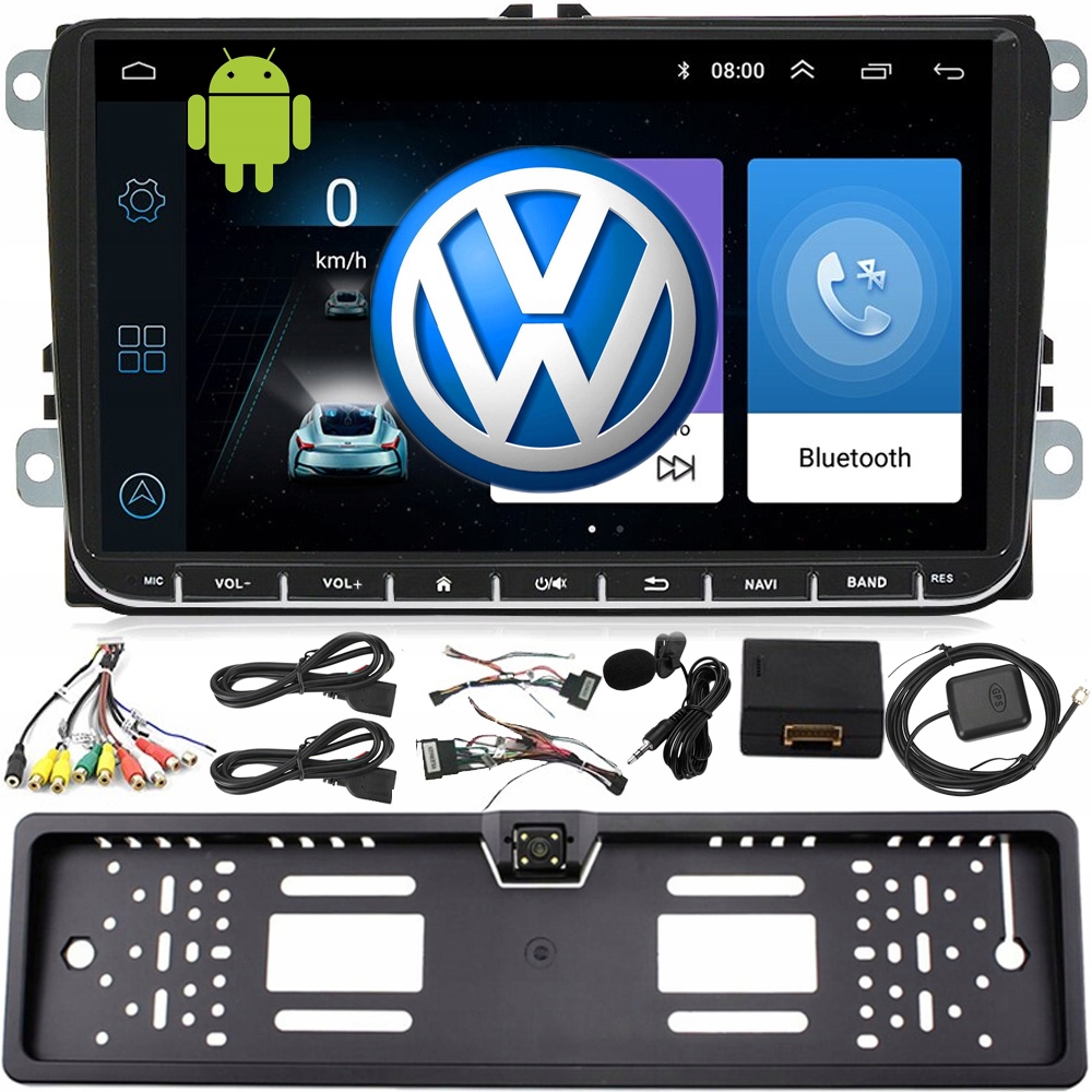 Nawigacja 2DIN Radio Vw Passat Golf Leon Tiguan Touran Skoda Seat Android