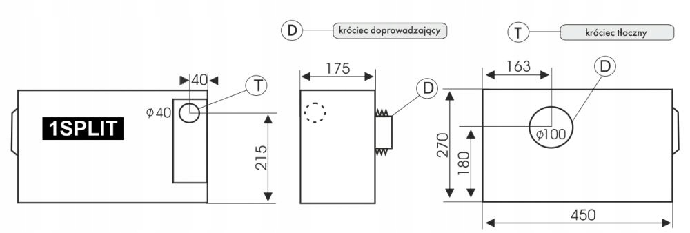 Pompa WC rozdrabniacz Borysowski VORTOLIFT 1SPLIT Długość (cm) 45