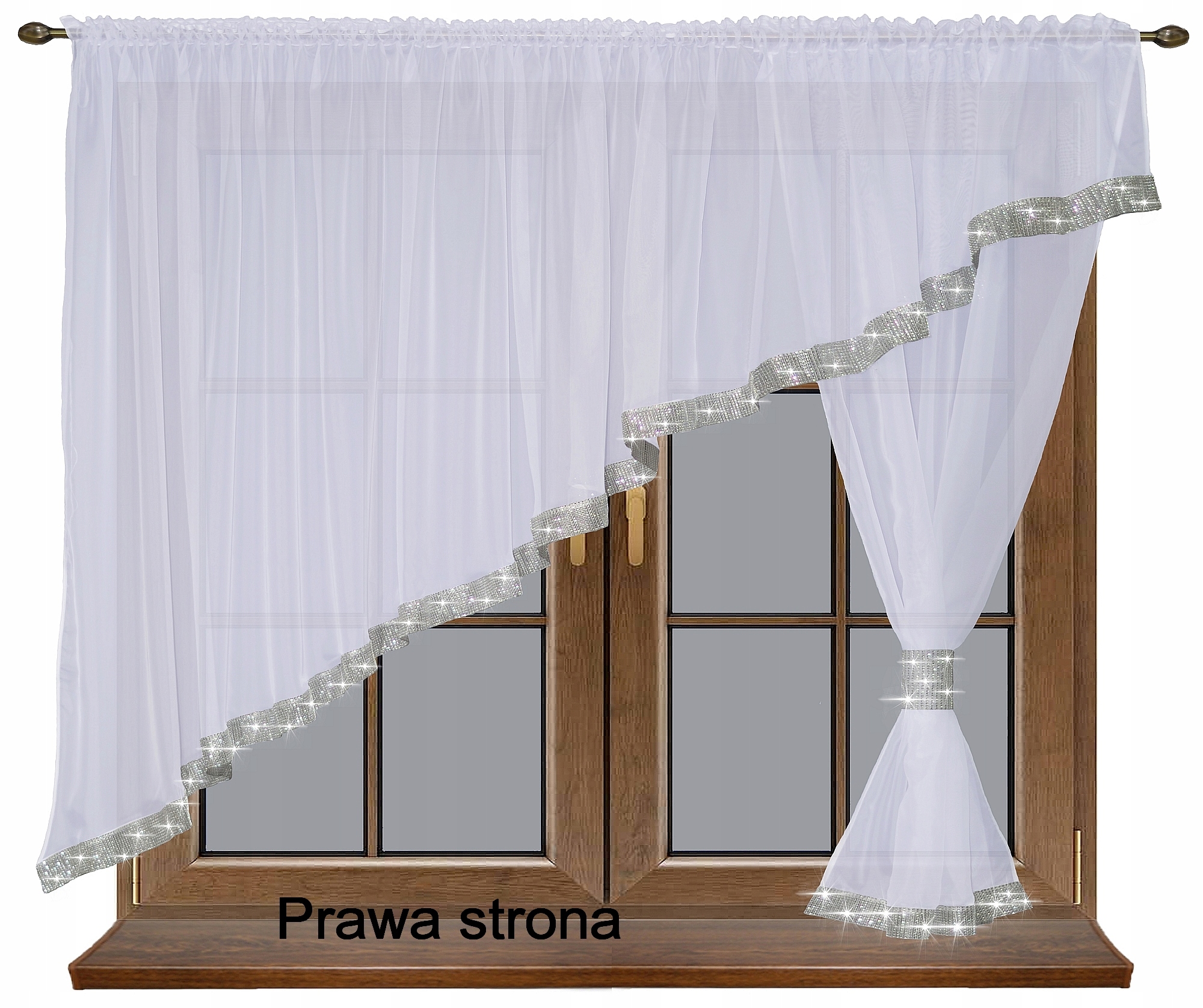 FIRANKI FIRANA GOTOWA WOAL TAŚMA CYRKONIE DIAMENTY Materiał woal