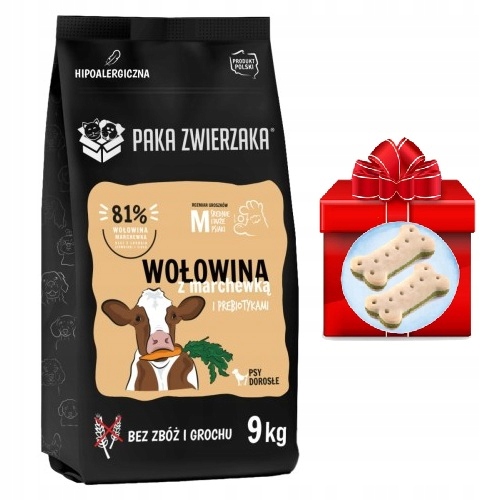 Levně Paka Zwierzaka suché krmivo pro psy Hovězí maso s mrkví (M) 9 kg