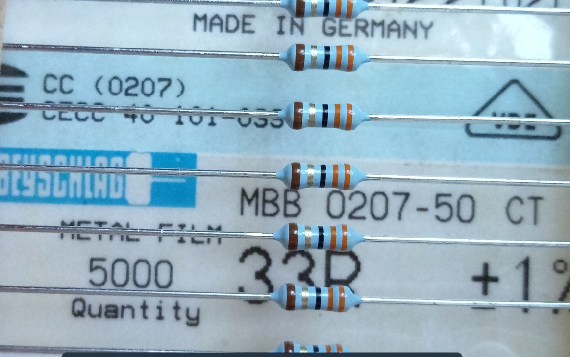 [20szt] Rezystor 33R 0.6W 1% Beyschlag MBB0207 low noise audio
