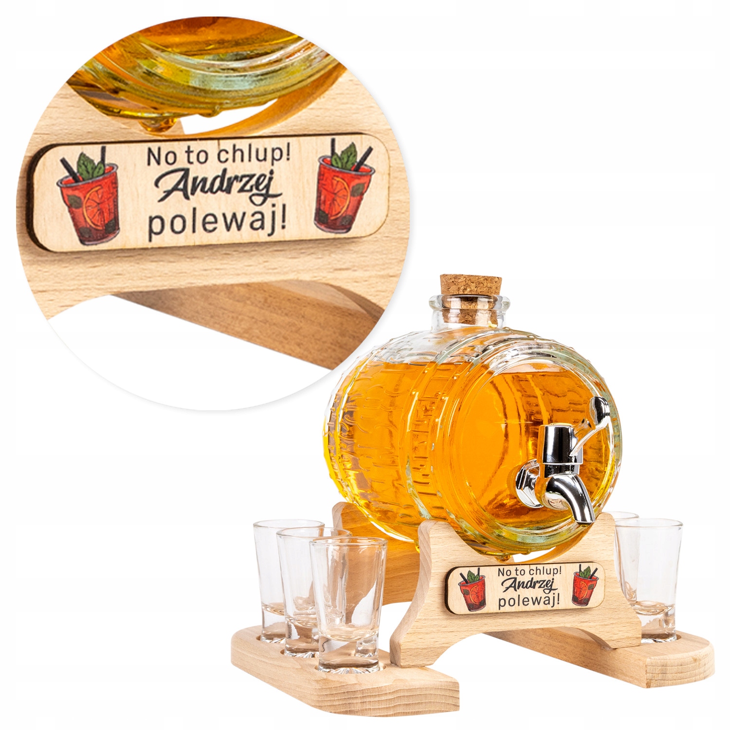 Skleněný Sud Karafa Cedulka S Potiskem 1 L Na Bimber Whisky Dárek