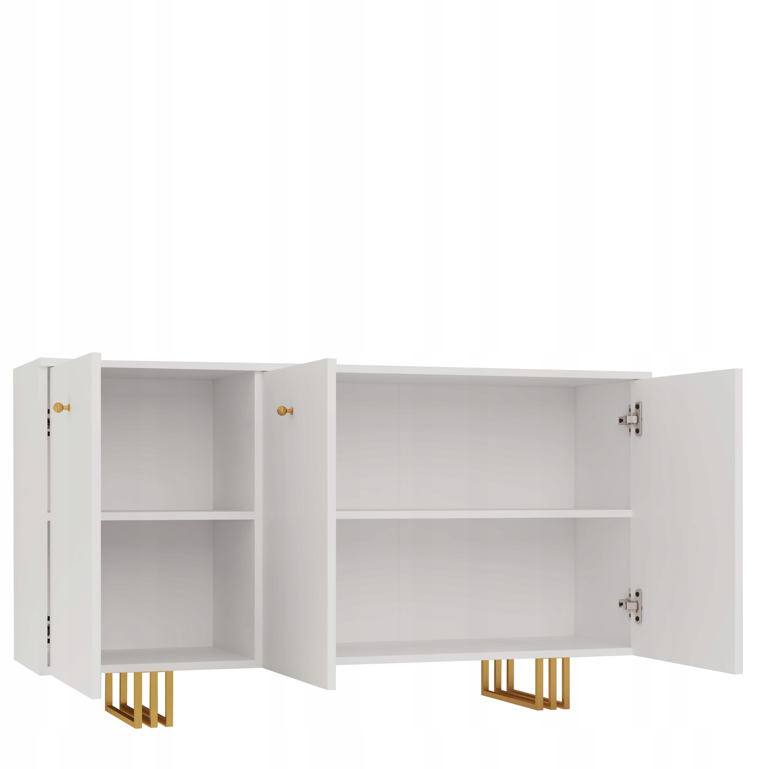 NOWOCZESNA ELEGANCKA POJEMNA KOMODA 150 CM Z SZAFKAMI BIAŁA ZŁOTE NOGI EAN (GTIN) 5906079810661
