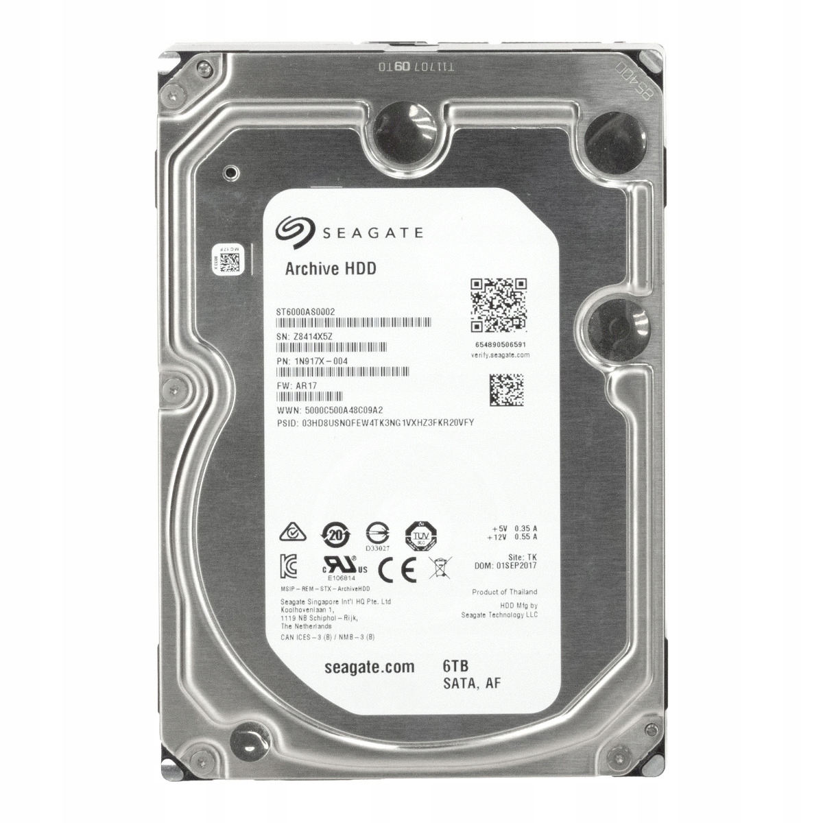 Seagate Archive Hdd 6TB 5.9K 128MB Sata III 3.5'' ST6000AS0002
