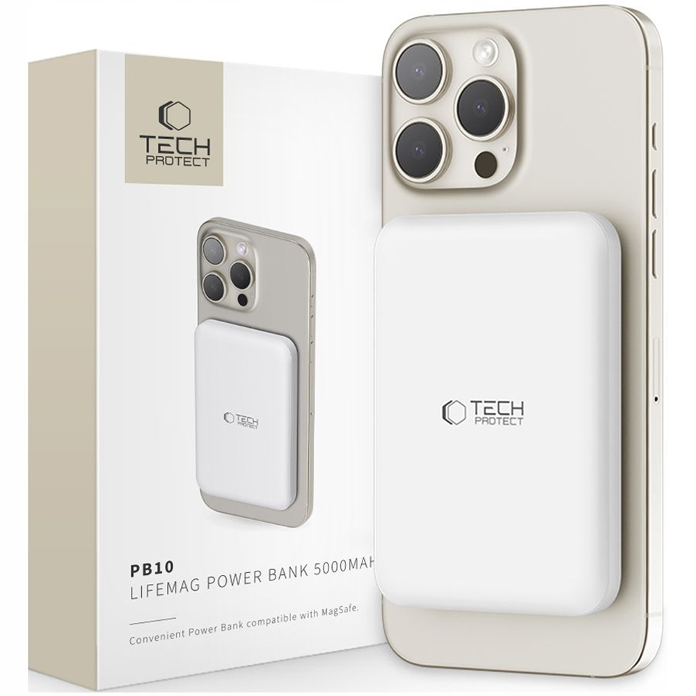 Tech-protect PB10 Lifemag Magsafe Power Bank 5000MAH Bílá