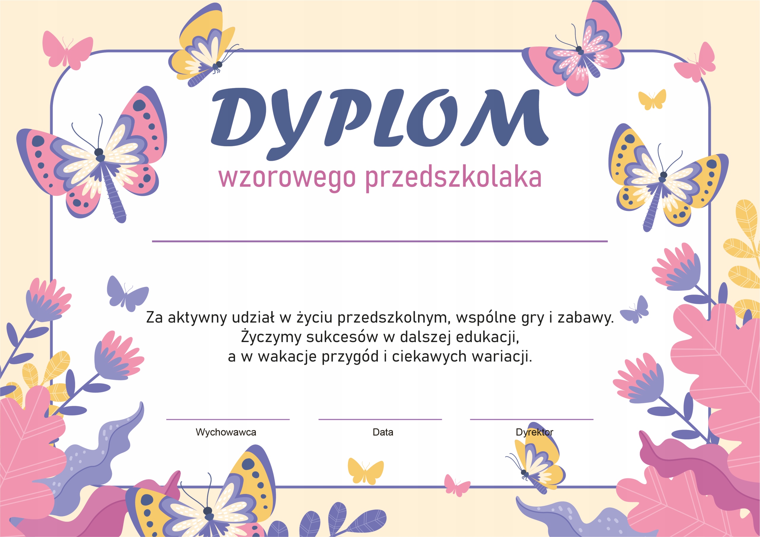 

Dyplom Wzorowego Przedszkolaka WZ18