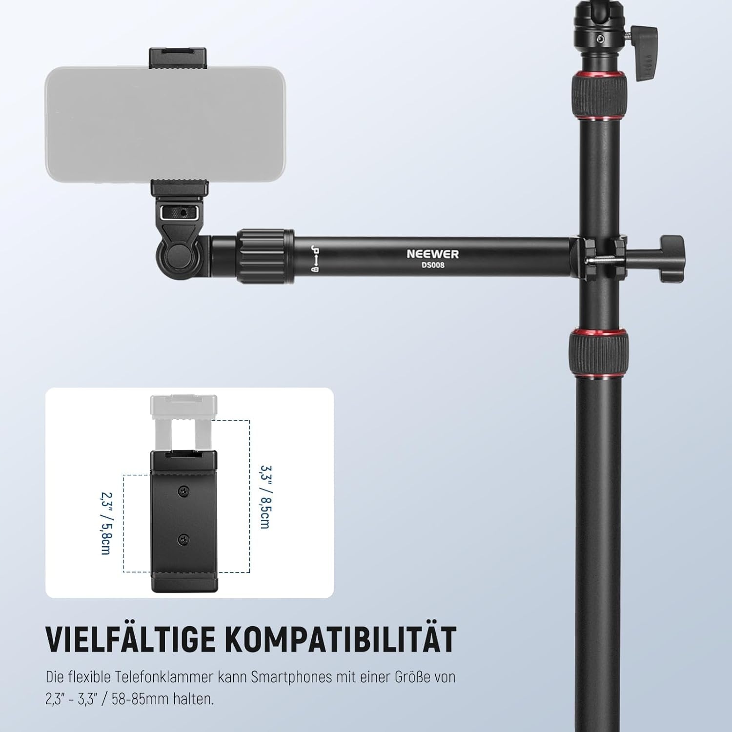 NEEWER Uchwyt Kamery Nad Glową Z Ramieniem Telefonu 56cm 180° 360° — miniatura 7