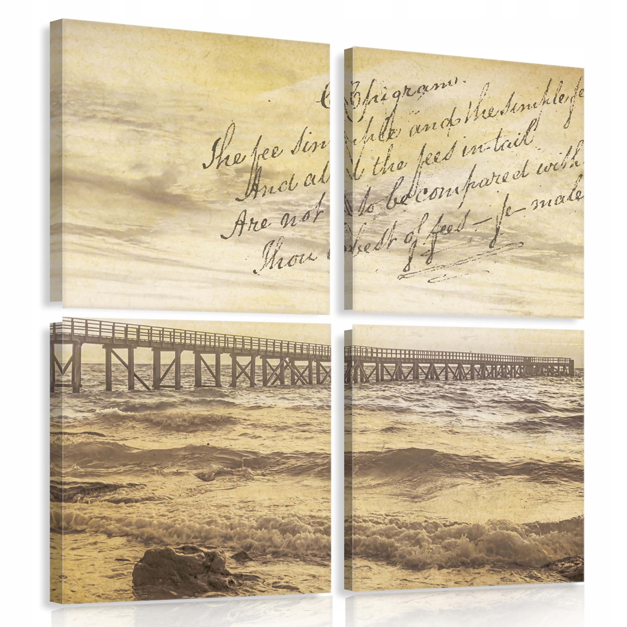 Obraz 50x50 Mořská krajina vlnolam vlny starý papír sépie vintage