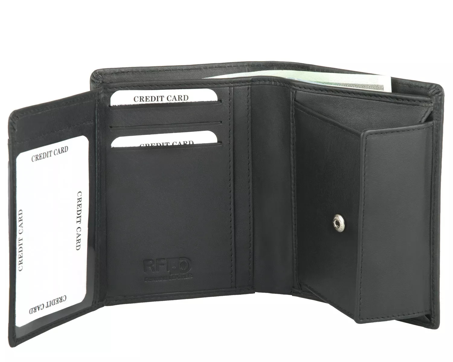 PORTFEL MĘSKI SKÓRZANY OCHRONA RFID Czarny Z OCHRONĄ DUŻY ROZBUDOWANY Marka inna