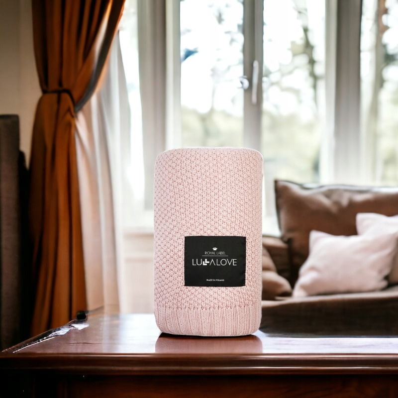 Bambusowy koc makaronik pudrowy róż - LULLALOVE Bohater / Bajka brak