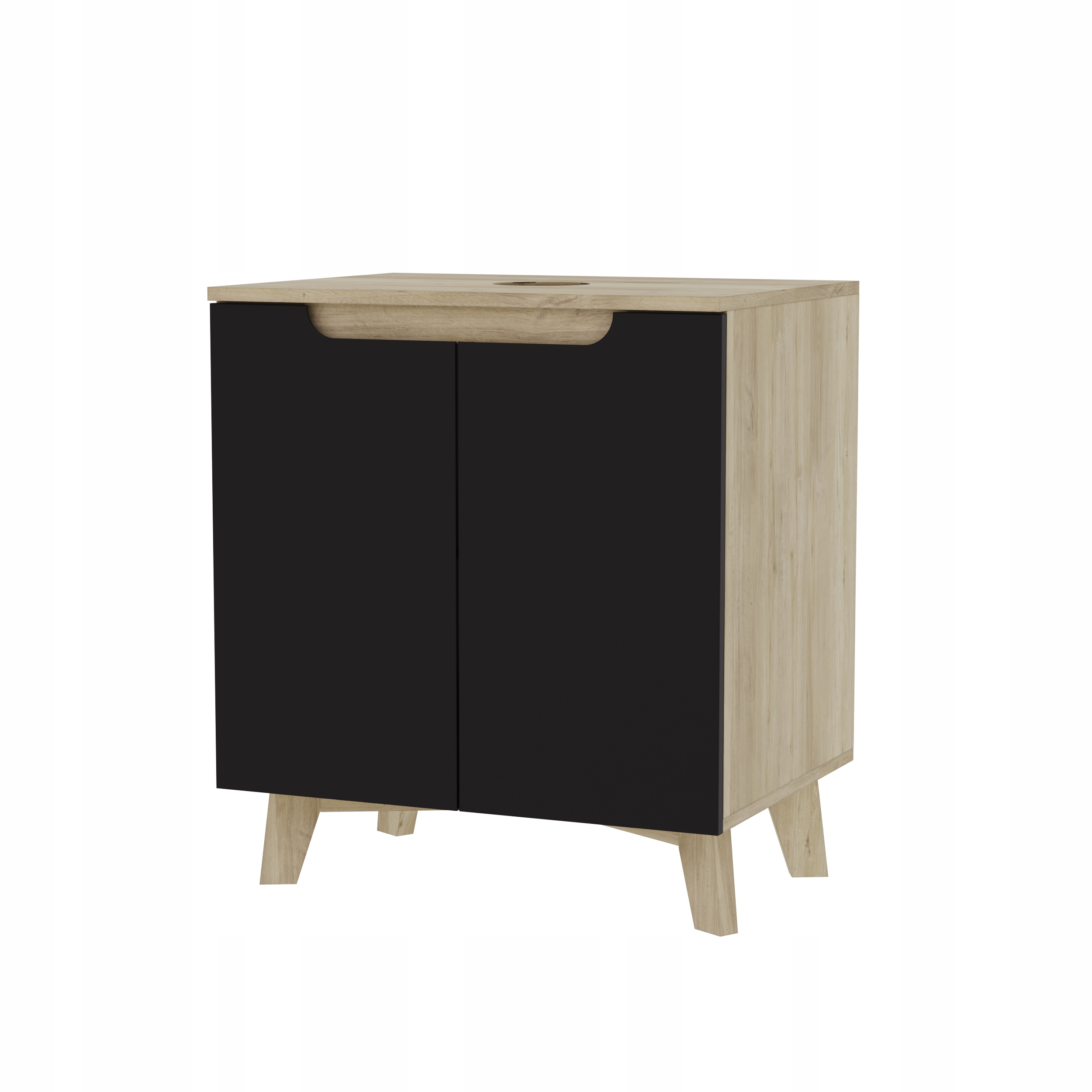 Skříňka pod umyvadlo dvoudveřová černá 60x45 dub sluneční, závěsná, stojící