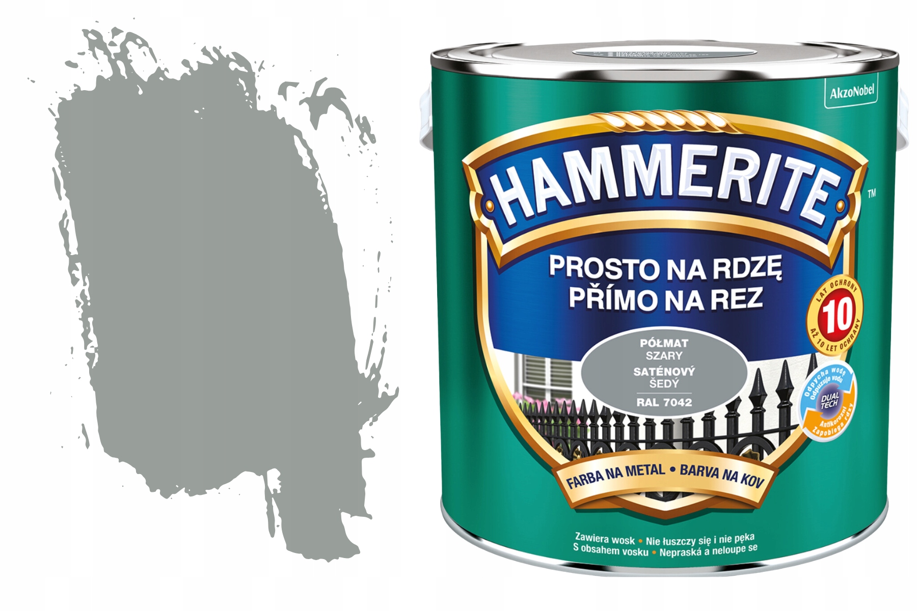 Hammerite gruntoemalia do Metalu Antykorozyjna Na Rdzę Szary Półmat 2,5L