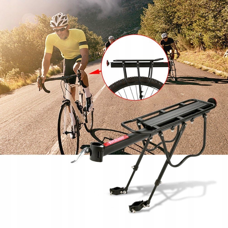 UNIWERSALNY BAGAŻNIK ROWEROWY TYLNY ALUMINIOWY NA ROWER WYTRZYMAŁY 50KG Kod producenta CH-235491