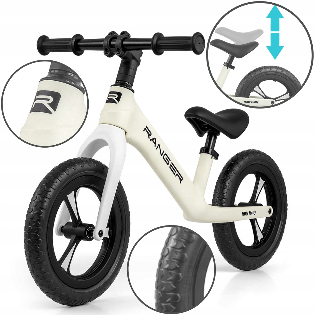 Rowerek Biegowy piankowe koła 12" jeździk Ranger Milly Mally Biały
