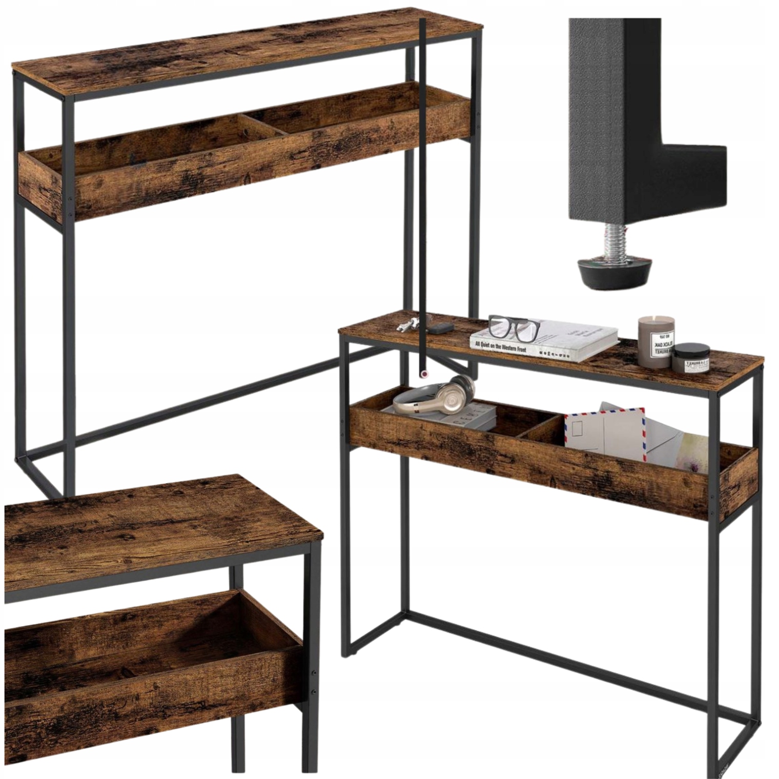 Bočný pomocný stolík Úzka konzola Pracovná doska do predsiene Loftová