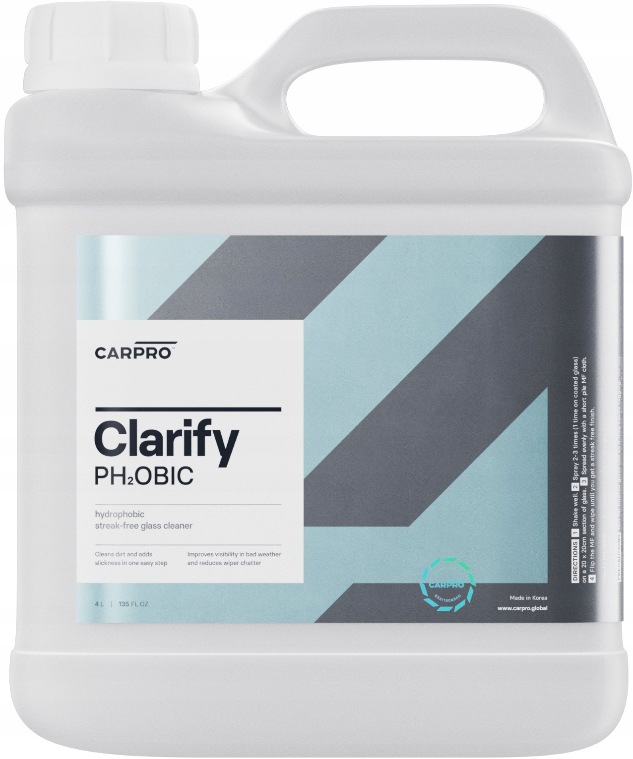 Carpro Clarify PH2OBIC – tekutina na sklo s neviditeľným stieračom 4L