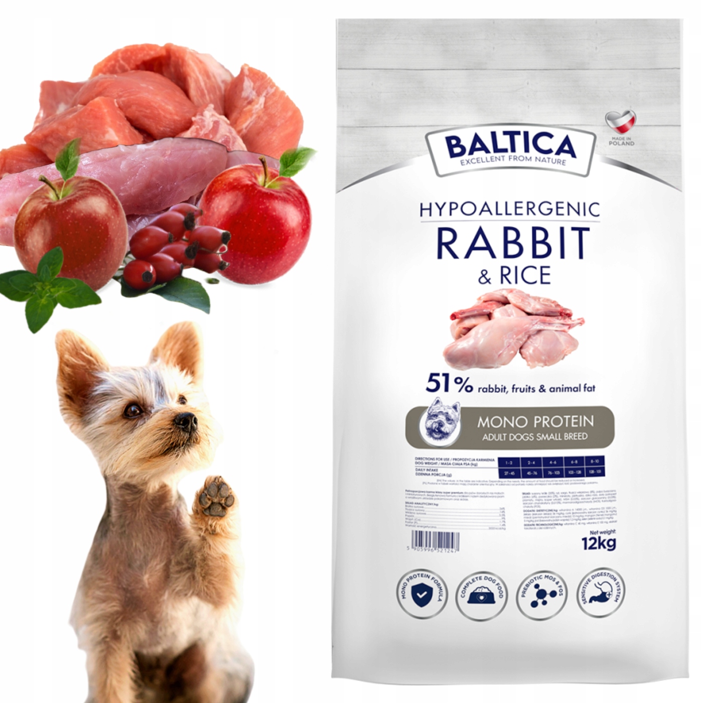 Baltica Adult Rabbit&Rice Xs/s karma dla psów małych ras 12kg