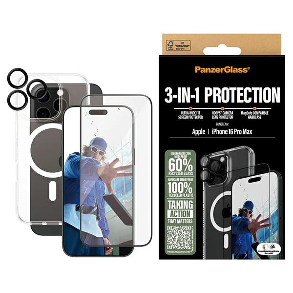 PanzerGlass Bundle 3v1 iPhone 16 Pro Max 6,9" D3O tvrdé puzdro ochrana displeja
