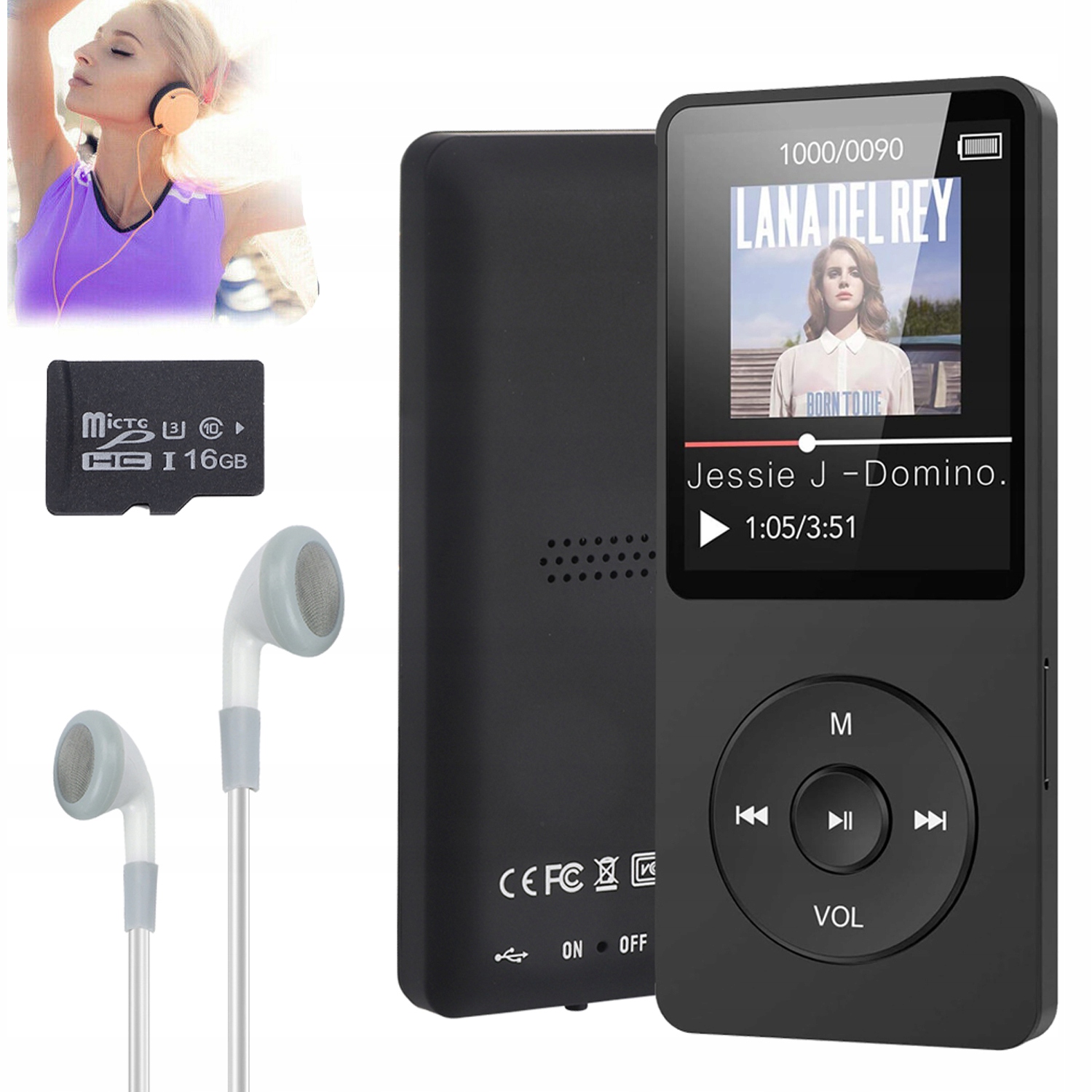 MP3 Přehrávač 16 Gb S Bluetooth 5.0 A Inteligentní Redukcí Šumu, Displej 1.8"