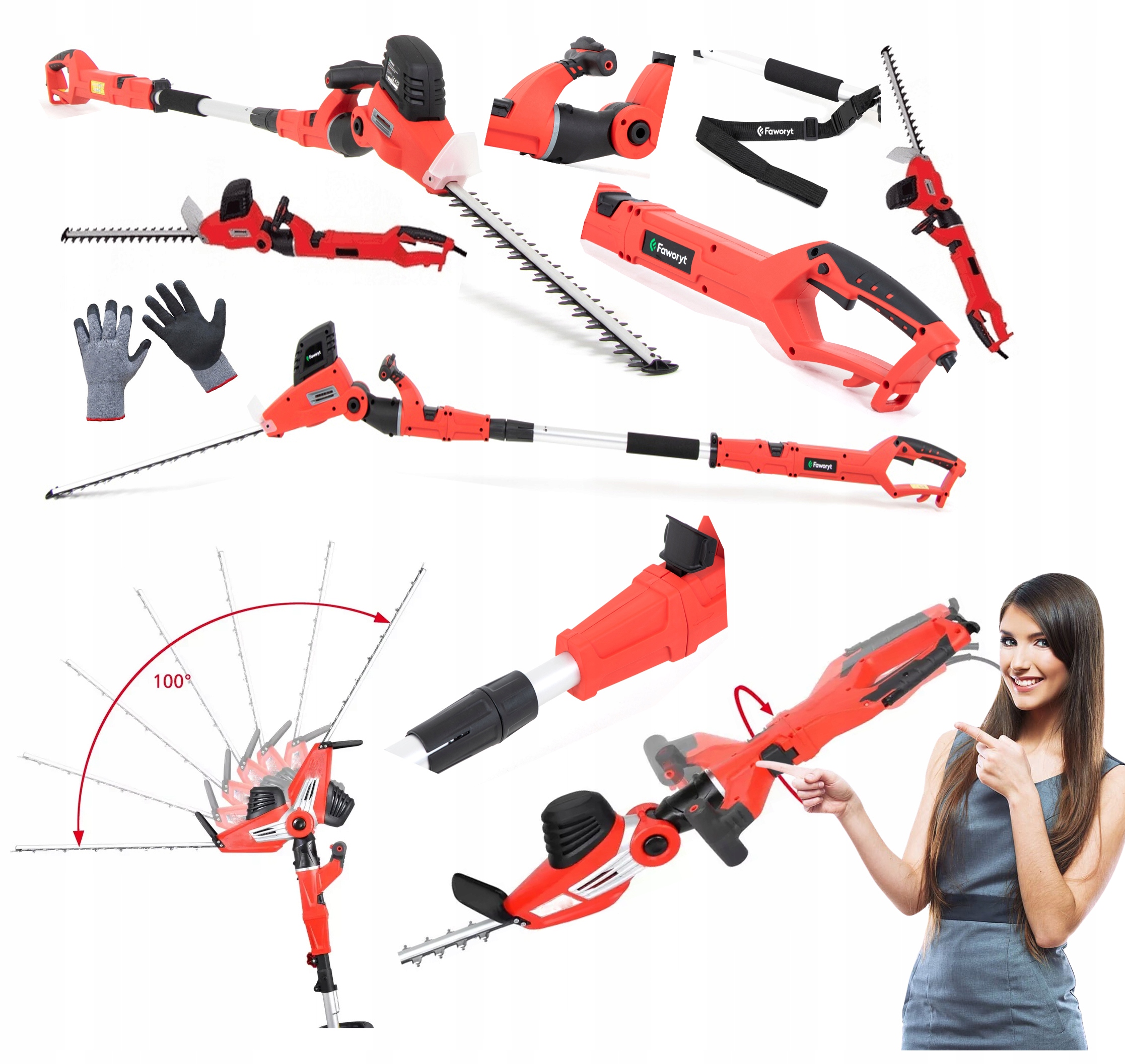 Nożyce 2w1 Do Żywopłotu 720 W 51CM Na Wysięgniku Faworyt Full Zestaw Lux XL