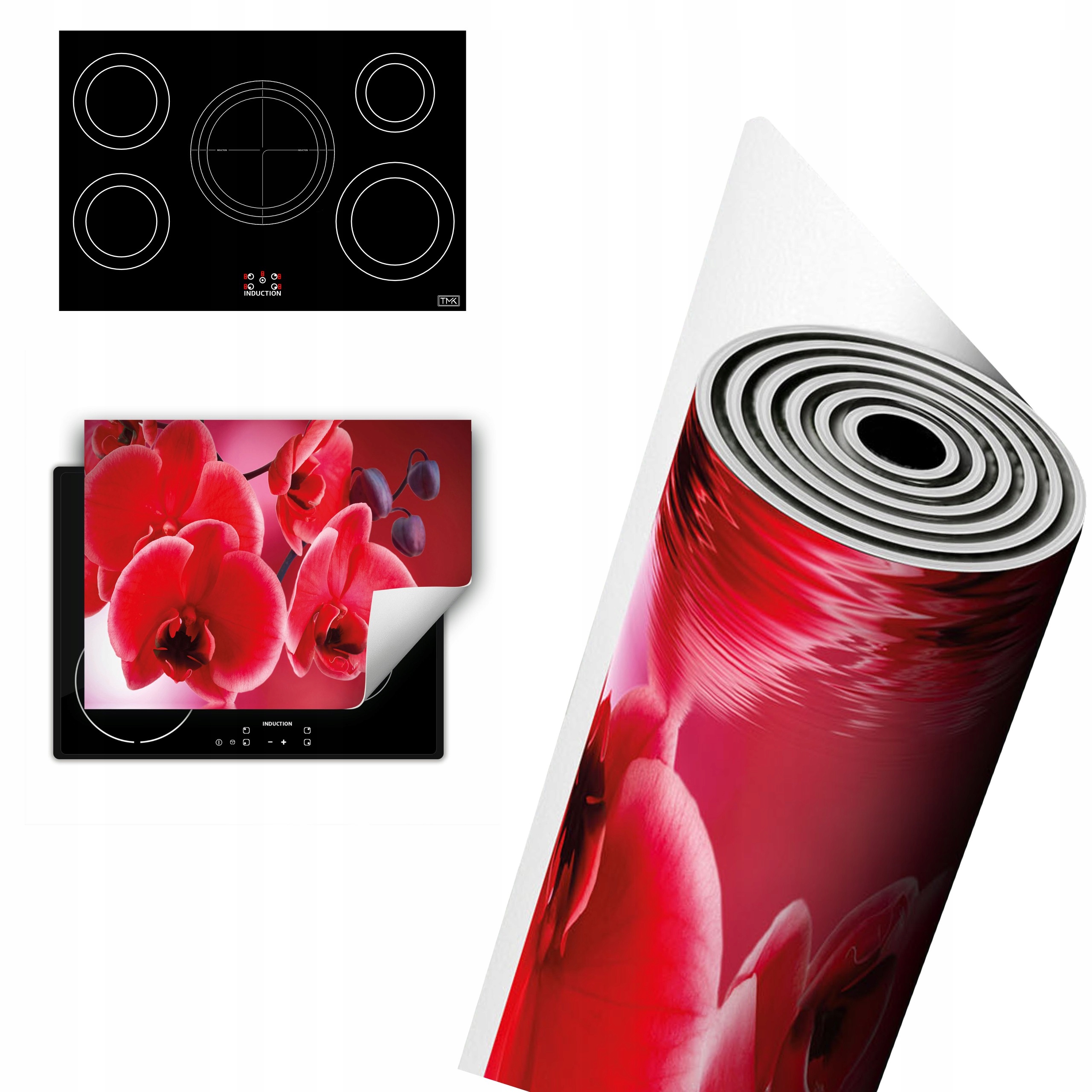 Vinylová Ochranná Deska Na Indukci 80x52 červená orchidej