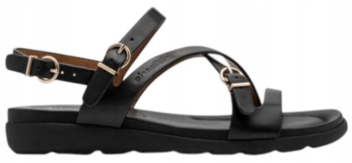 Dámské Ploché Sandály Černé Kožené Pohodlné Stylové Měkké Tamaris 37