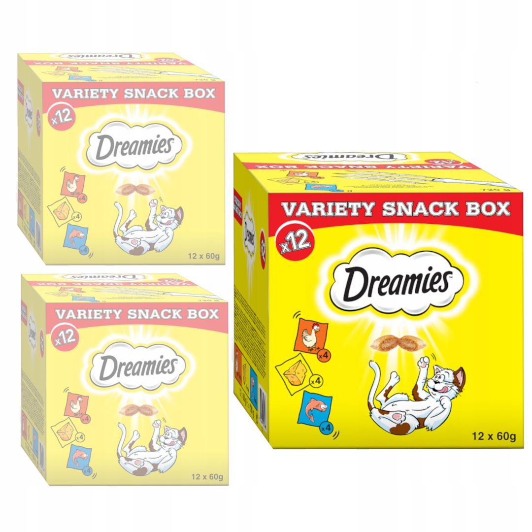 Levně Dreamies Variety Snack Box 3x720g Pochoutky Pro Kočky Mix Chutí