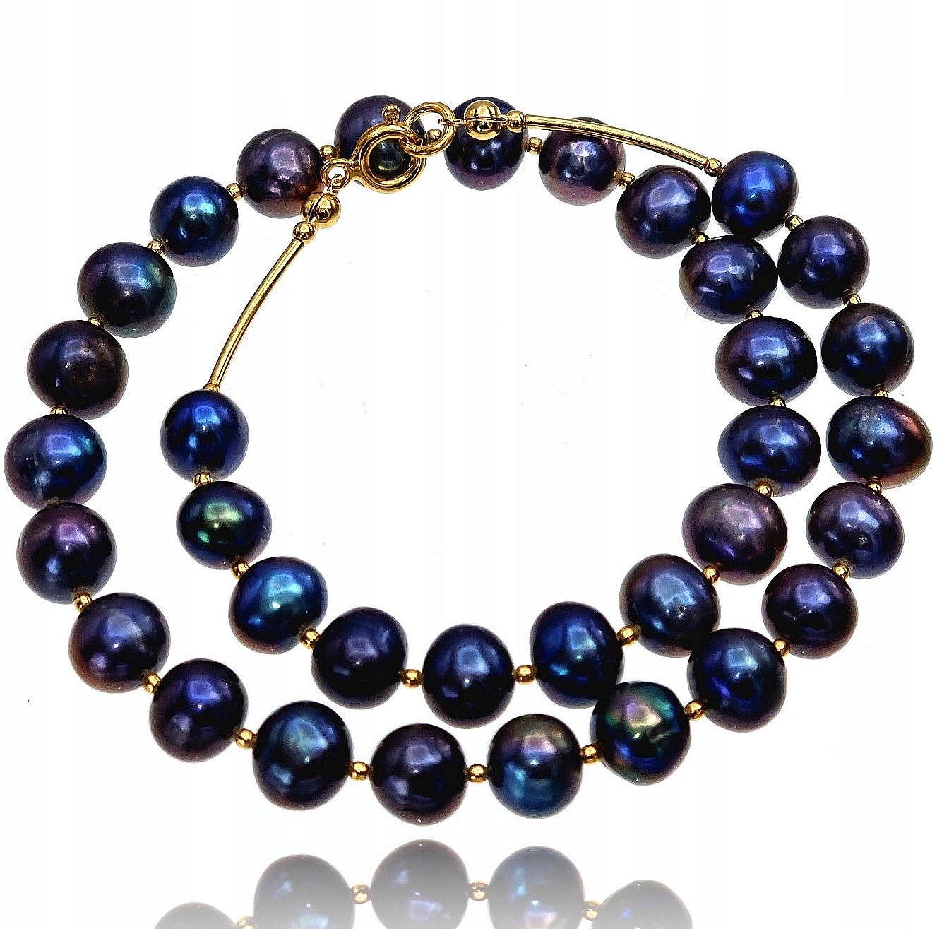 Pravé velké perly Páv Náhrdelník Certifikát Zlaté Stříbro