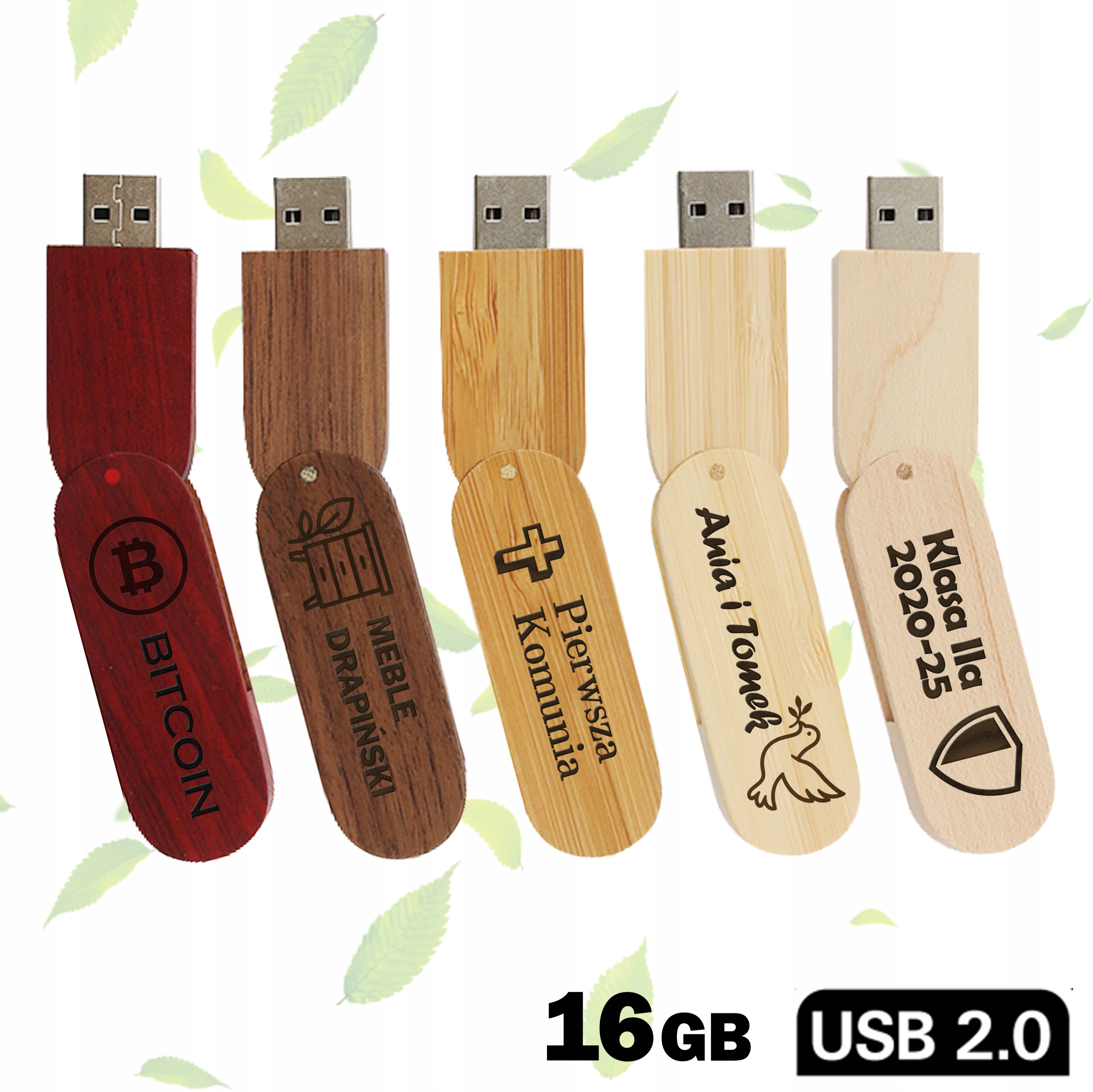 Pendrive Usb Memória 16GB Öko Fa Záródással 5 Minta Gravírozással