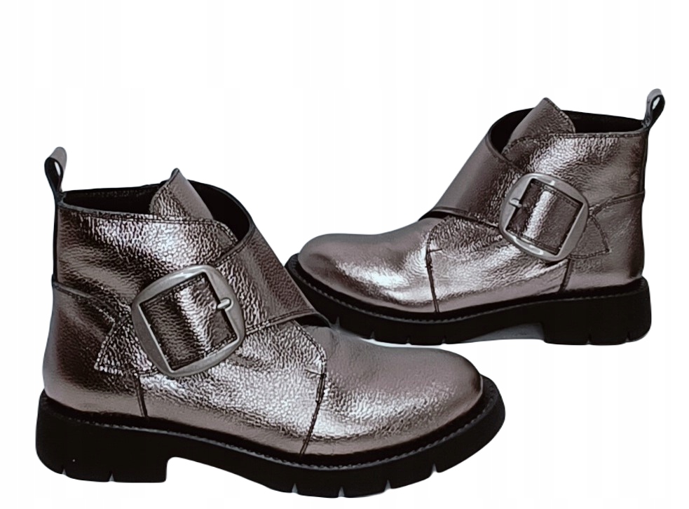 Kotníkové Boty stylové kožené Boccato 0681-1601 stříbrné r37