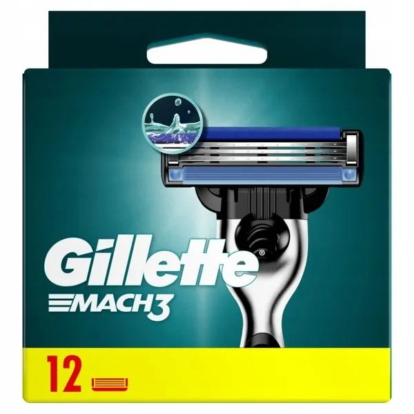 Gillette Mach 3, vyměnitelné náplně do strojku, 12 kusů