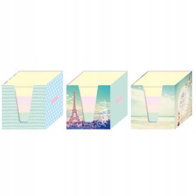 Biurowe KARTECZKI SAMOPRZYLEPNE Kostki Klejone Mini NOTATNIK Pastel 90X90Mm