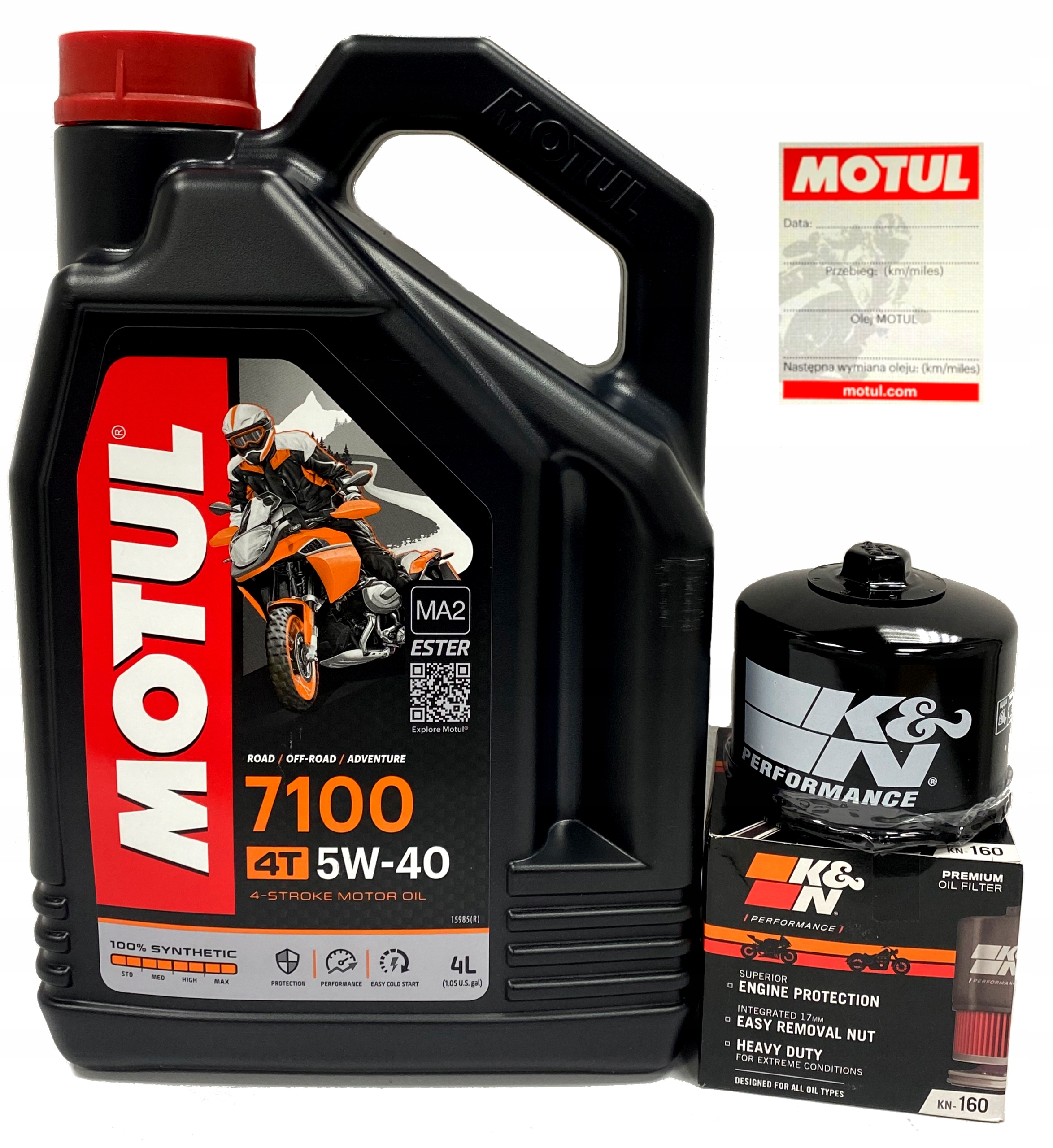 KN-160 - Масло MOTUL 7100 4T 5W40 4L MA2 + масляный фильтр K & N