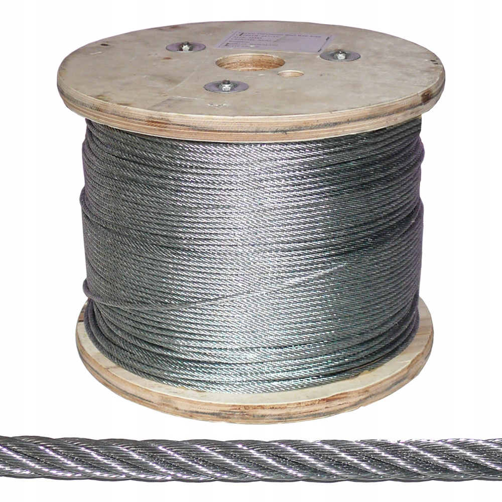 100m Lina Linka Stalowa 4mm 6x7+FC ocynkowana ocyn