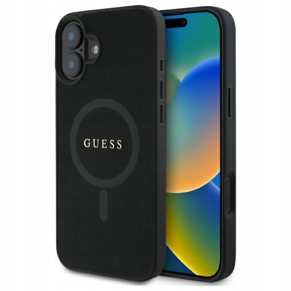Originální pouzdro Guess pro iPhone 16 6.1", černý obal na zadní kryt MagSafe