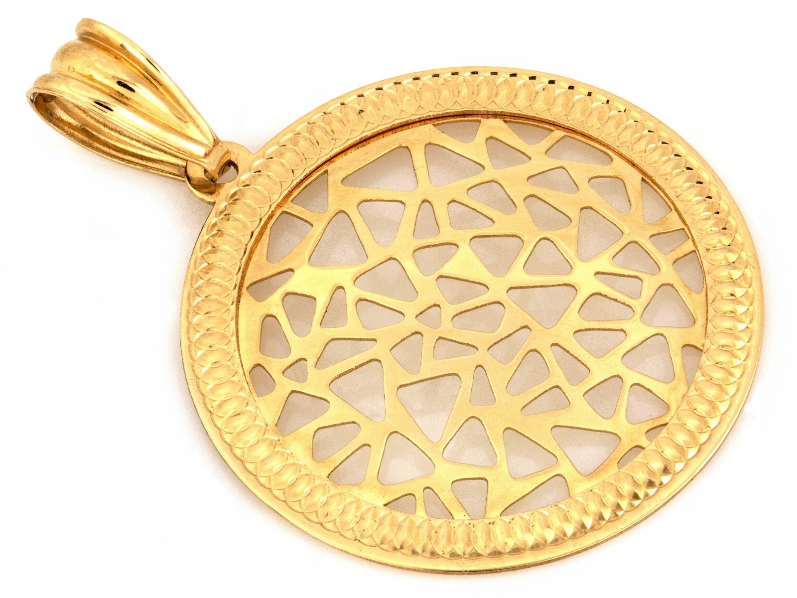 Přívěsek zlatý 585 kulatý ažurový plech 0.94g elegantní kolečko 14kt