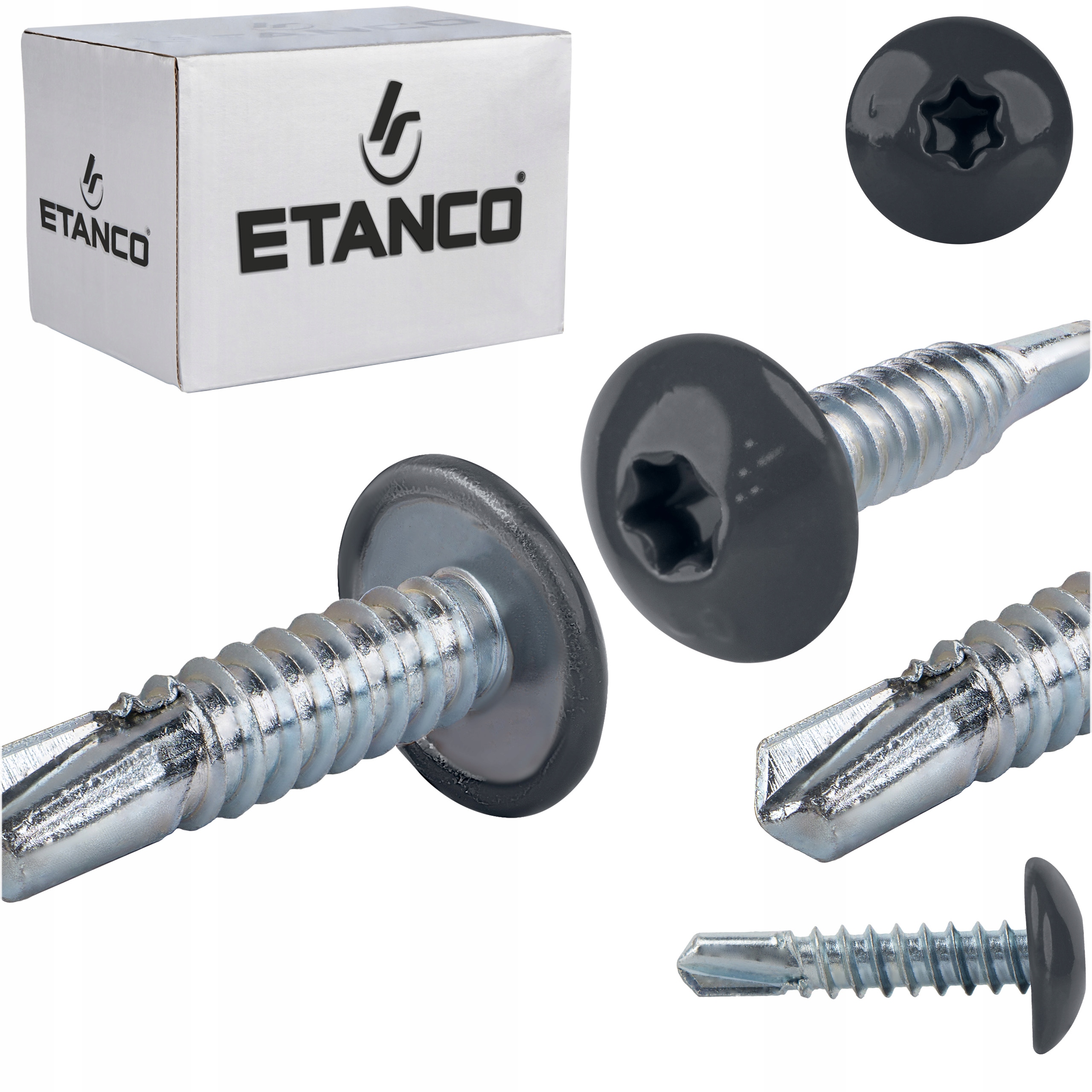 Wkręty do metalu Torx 3mm 4,8x22 mm Ral 7016 500 szt. Etanco GT3 Ph