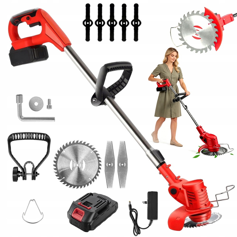 Aku Vyžínač 21V 650W 5 Nylon 2 Ocel 1 Výkonná Pila Pro Zahradu