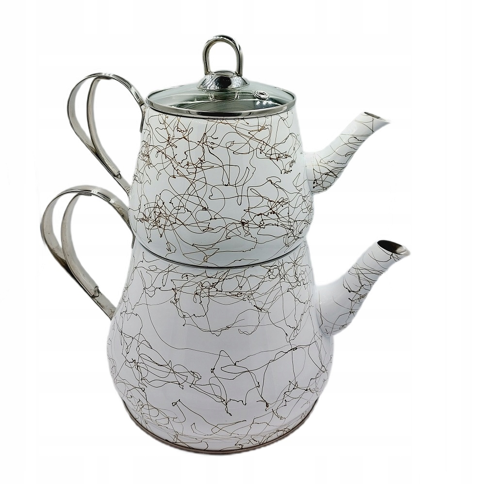 Levně Konvice na čaj bílá se zlatým zdobením 3L, indukční