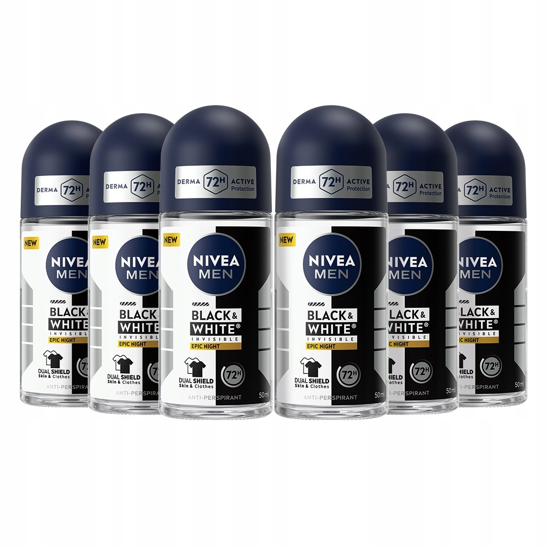 Nivea Men Black&White Epic Night Pánský kuličkový antiperspirant 72h 50 ml x6