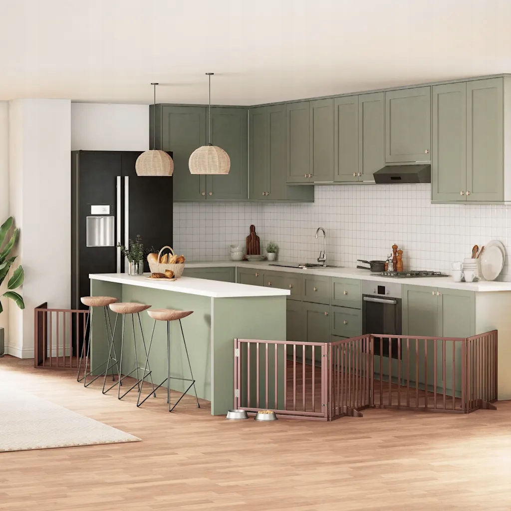 Zábrana pro psy s dvířky skládací 6 panelů hnědá 480 cm topol Hnědá 3155577