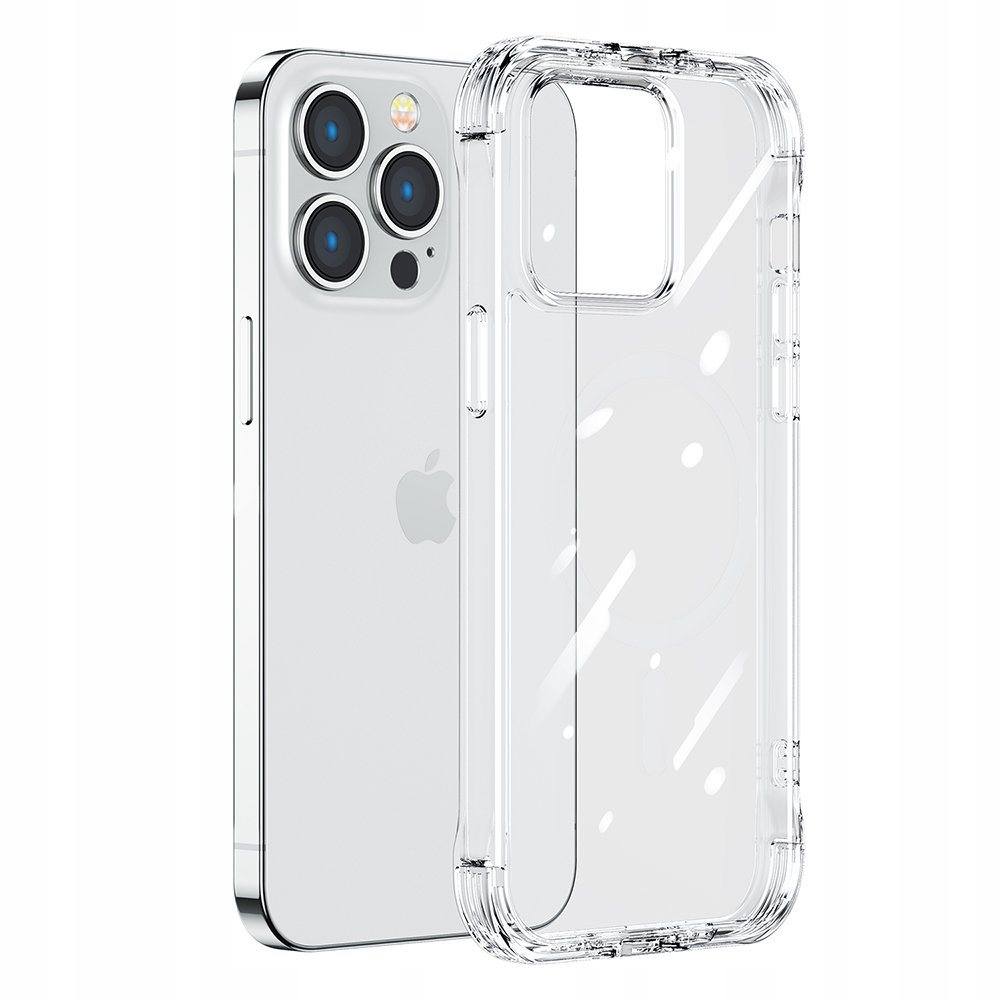 Etui do iPhone 14 Pro pancerna obudowa z haczykami podstawką przezroczysty