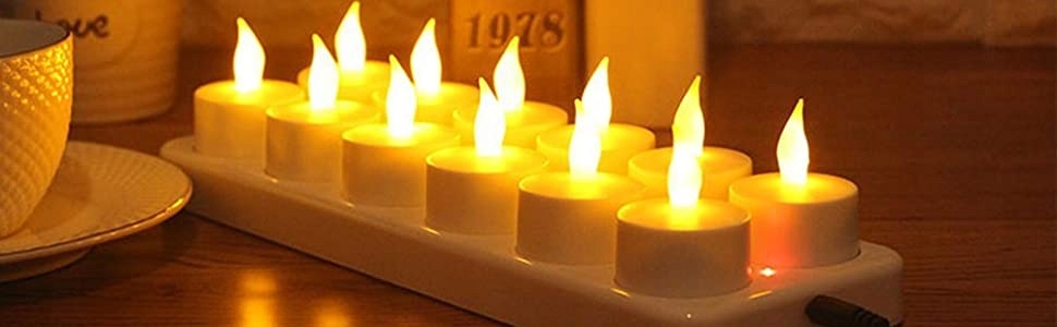 EXTSUD BEZPRZEWODOWE ŚWIECE DEKORACYJNE LAMPKI ZE STACJĄ ŁADUJĄCĄ 12 SZTUK — miniatura 8