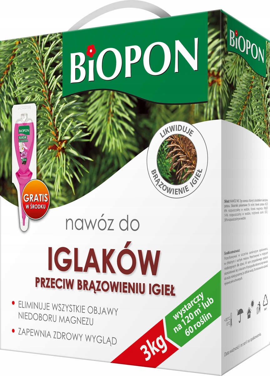 

Nawóz Do Iglaków przeciw brązowieniu 3 kg Biopon